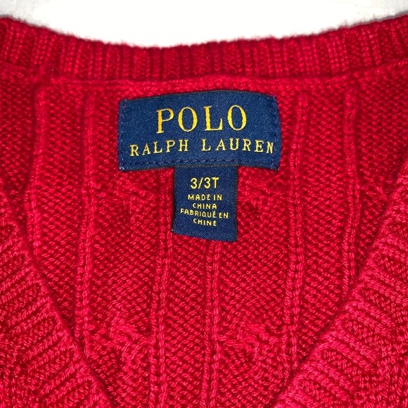 Polo Ralph Lauren Red Cable Knit Sweater Vest Size 3T Christmas Holiday Festive - Picture 4 of 7